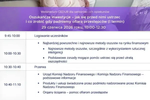 Webinarium dla seniorów o oszukańczych inwestycjach w Środzie Wielkopolskiej