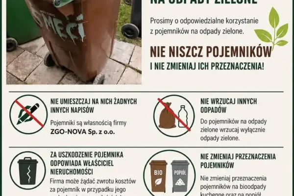 Apel o dbanie o pojemniki na odpady zielone – nie niszcz, nie zmieniaj przeznaczenia