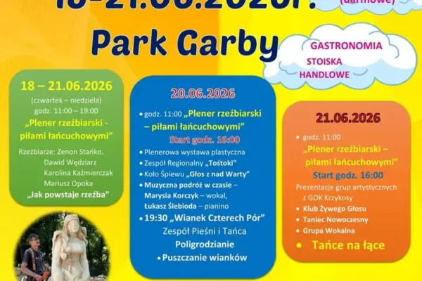 Plener rzeźbiarski i puszczanie wianków w Krzykosach