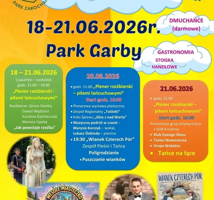 Plener rzeźbiarski i puszczanie wianków w Krzykosach