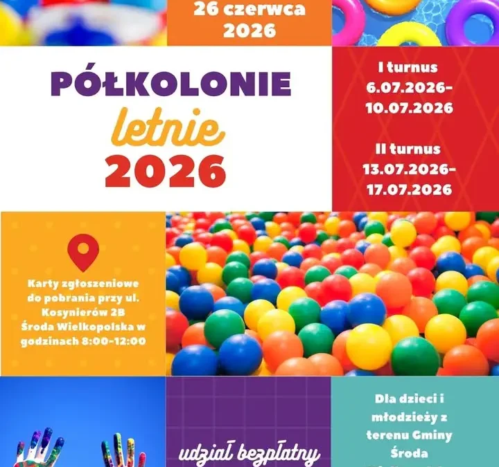 Bezpłatne półkolonie letnie 2026 dla dzieci z gminy Środa Wielkopolska