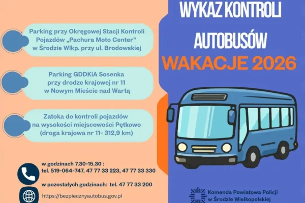 Punkty kontroli autobusów w powiecie średzkim na wakacje 2026