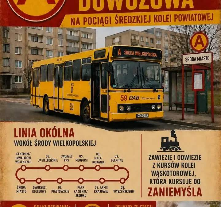 Bezpłatna linia turystyczna dowozowa na pociągi Średzkiej Kolei Powiatowej