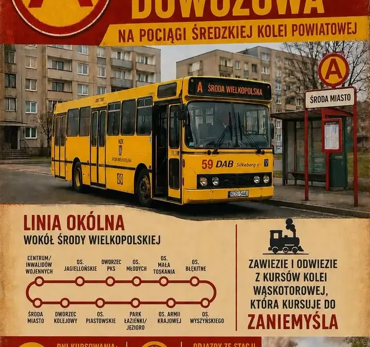 Bezpłatna linia turystyczna dowozowa na pociągi Średzkiej Kolei Powiatowej