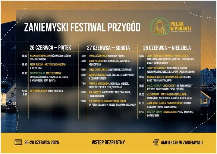 Zaniemyski Festiwal Przygód już w najbliższy weekend – bezpłatne spotkania z podróżnikami