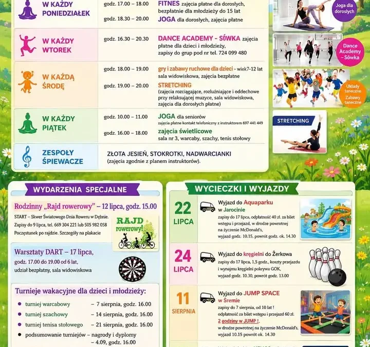 Aktywne wakacje z GOK w Nowym Mieście nad Wartą – lipiec i sierpień 2026