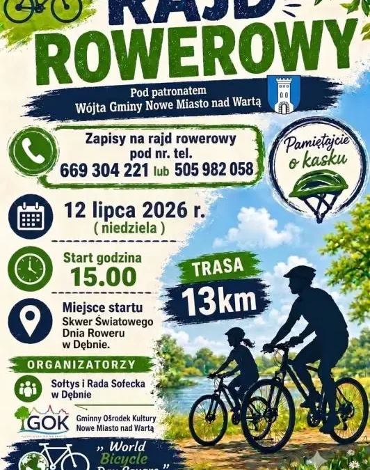 Rajd Rowerowy w Dębnie – 12 lipca 2026 pod patronatem Wójta