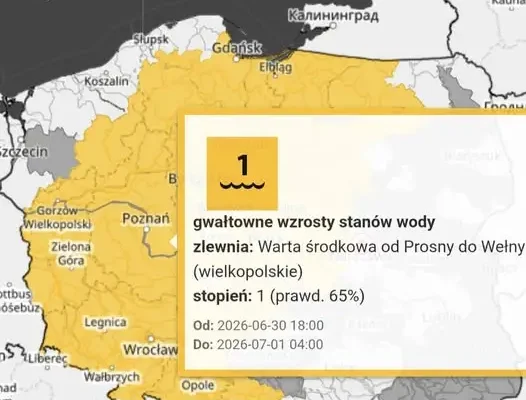 Ostrzeżenie hydrologiczne: gwałtowne wzrosty stanów wody na Warcie i Noteci