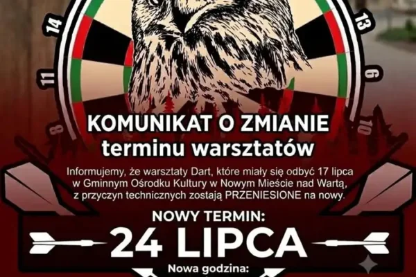 Zmiana terminu warsztatów Dart w Nowym Mieście nad Wartą