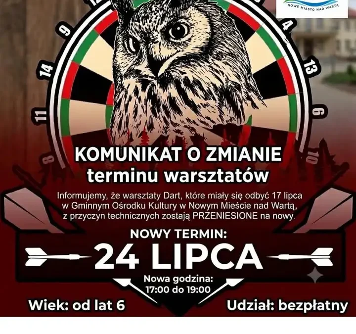 Zmiana terminu warsztatów Dart w Nowym Mieście nad Wartą