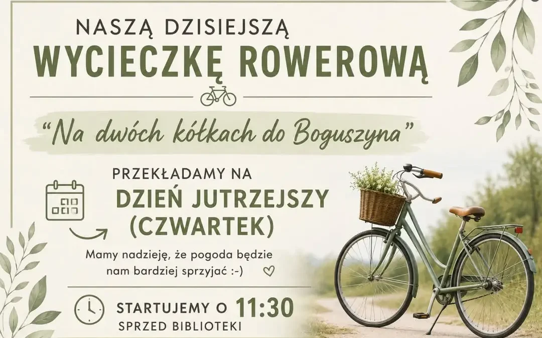 Jutro wycieczka rowerowa spod biblioteki w Nowym Mieście nad Wartą