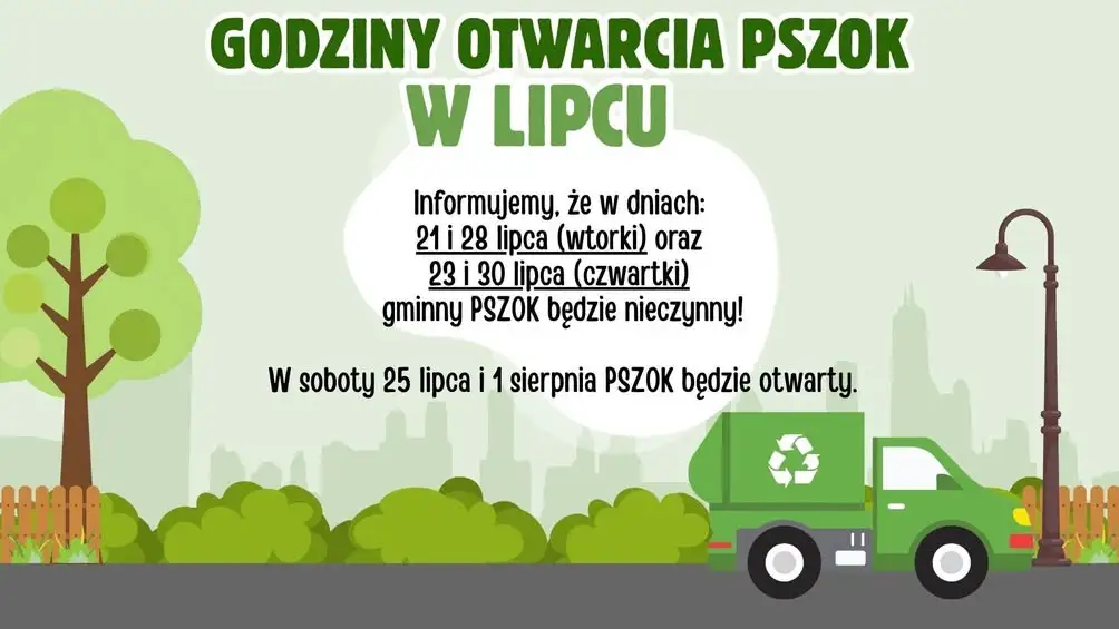 Zmiany w godzinach otwarcia PSZOK w gminie Krzykosy w lipcu