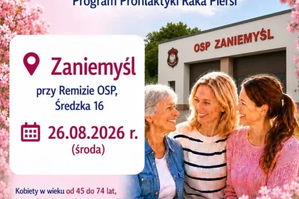 Bezpłatne badania mammograficzne w Zaniemyślu – 26 sierpnia 2026