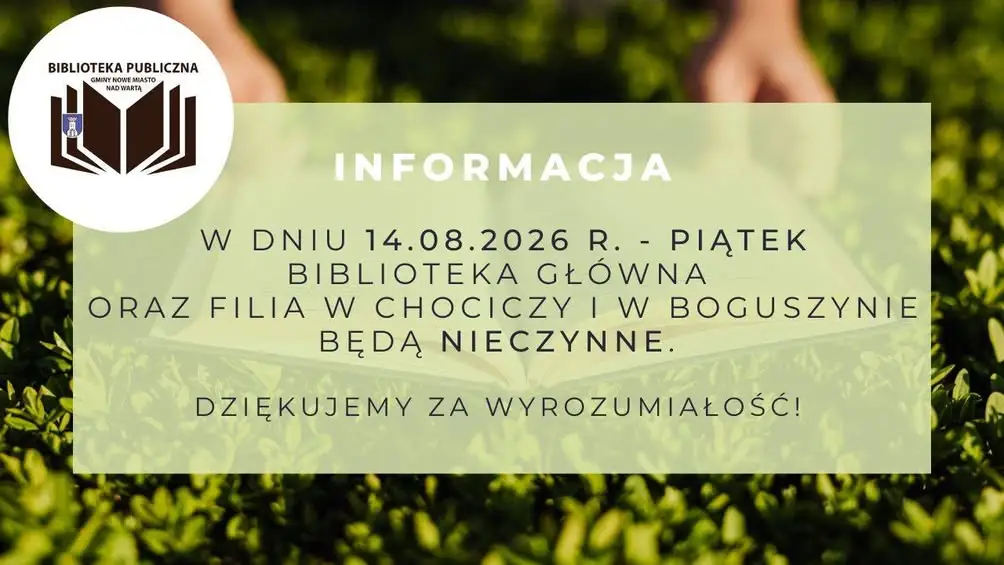 Biblioteka w Nowym Mieście nad Wartą nieczynna 14 sierpnia – sprawdź godziny otwarcia przed weekendem