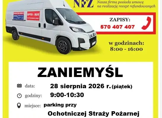 Bezpłatne badania wzroku w mobilnym gabinecie OPTO-BUS w Zaniemyślu