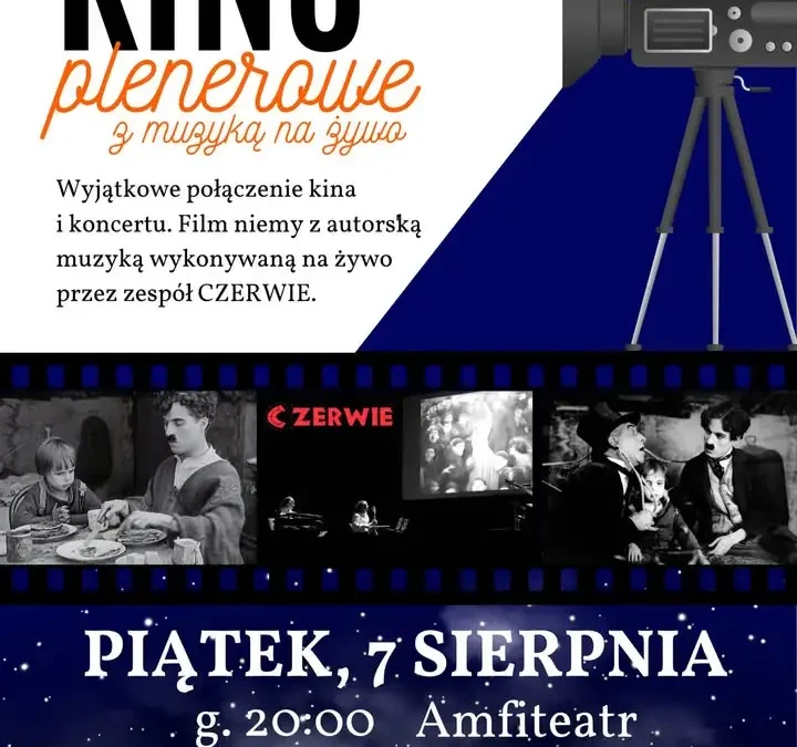 Kino nieme z muzyką na żywo w Zaniemyślu – „Brzdąc” Chaplina w amfiteatrze