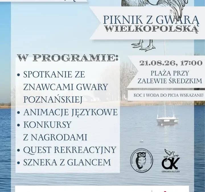 Piknik z gwarą wielkopolską nad Zalewem Średzkim – 21 sierpnia