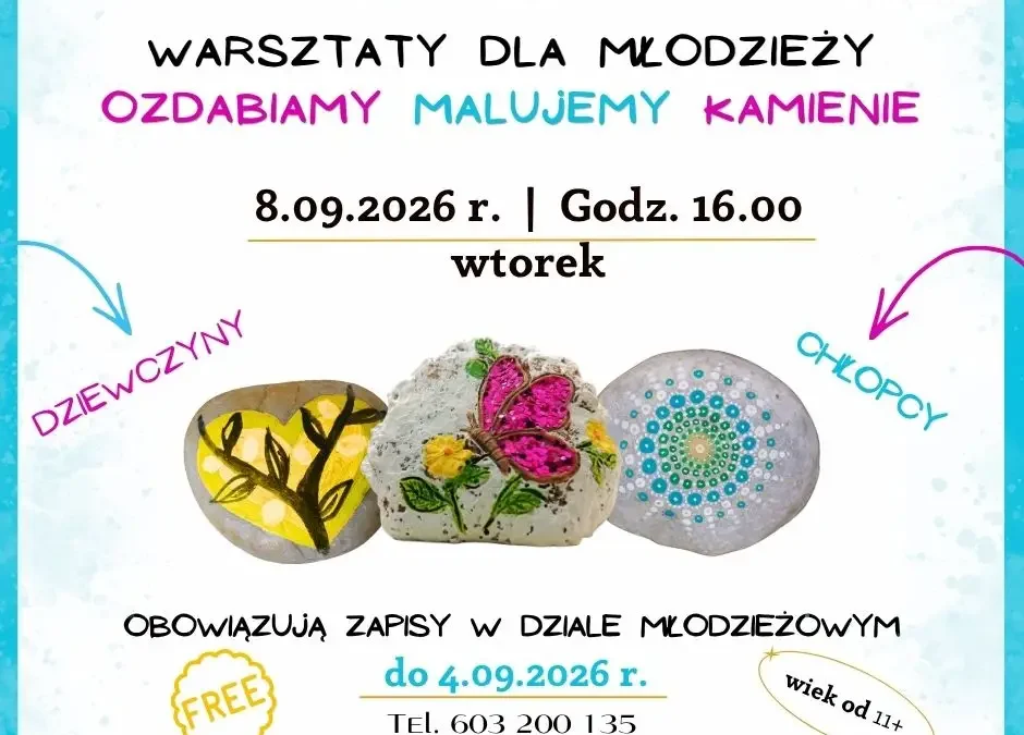 Warsztaty ozdabiania kamieni w bibliotece w Środzie Wielkopolskiej
