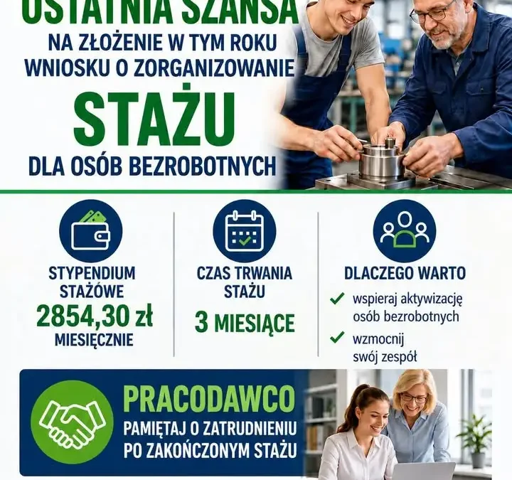 Staże dla bezrobotnych: ostatnie dni na złożenie wniosków w Środzie Wielkopolskiej