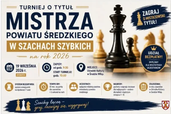 Turniej szachowy w Środzie Wlkp. – 19 września 2026 r.