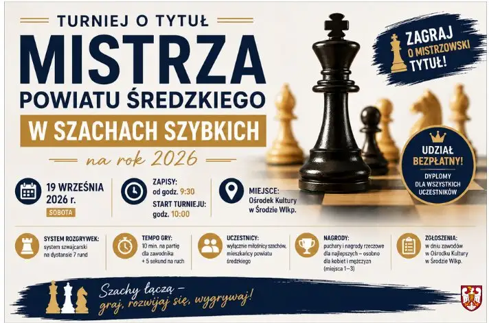 Turniej szachowy w Środzie Wlkp. – 19 września 2026 r.