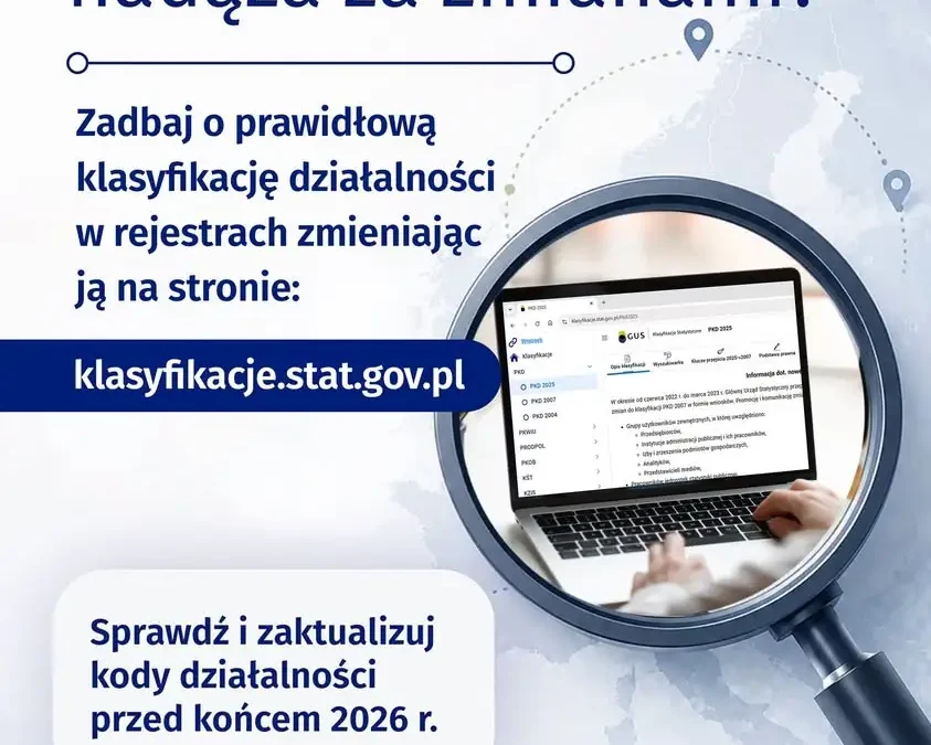 Kody PKD do zmiany – sprawdź swoją działalność przed końcem 2026 roku