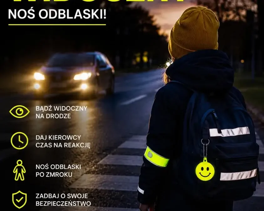 Jesienna kampania: Noś odblaski i bądź widoczny na drodze