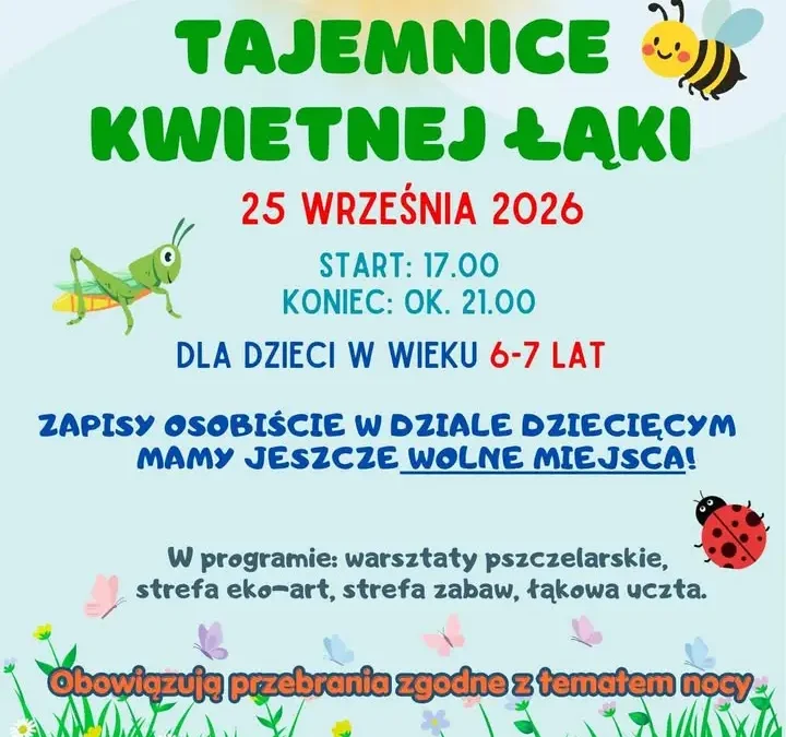 Noc w Bibliotece w Środzie Wielkopolskiej – są jeszcze wolne miejsca dla dzieci