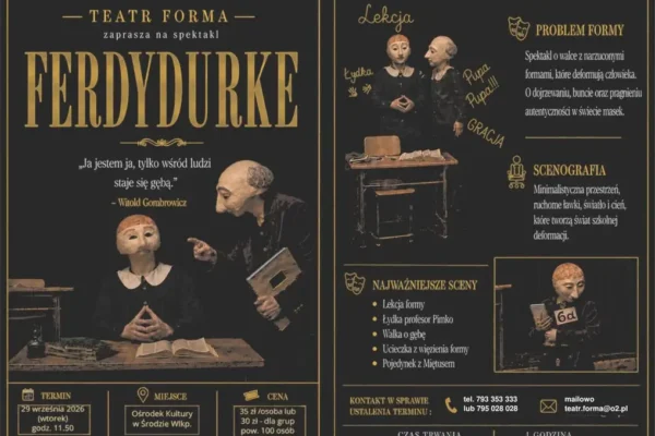 Teatr Forma zaprasza na spektakl „Ferdydurke” – lekcja Gombrowicza w nowoczesnej odsłonie