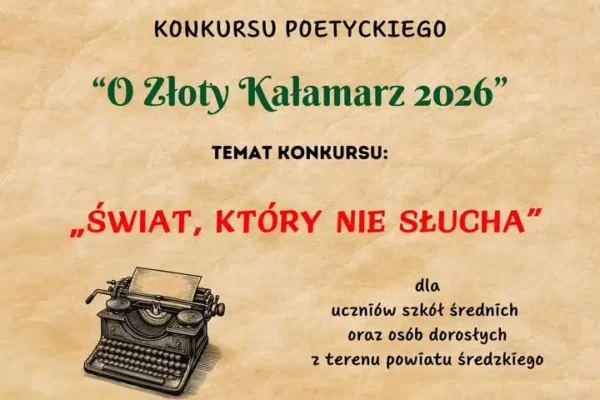 Konkurs Poetycki „O Złoty Kałamarz 2026” w Środzie Wielkopolskiej – zaproszenie do udziału