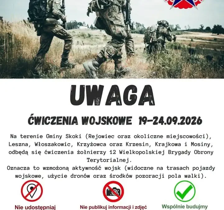 Ćwiczenia wojskowe 12 WBOT w Wielkopolsce. Apel o niepublikowanie lokalizacji wojsk