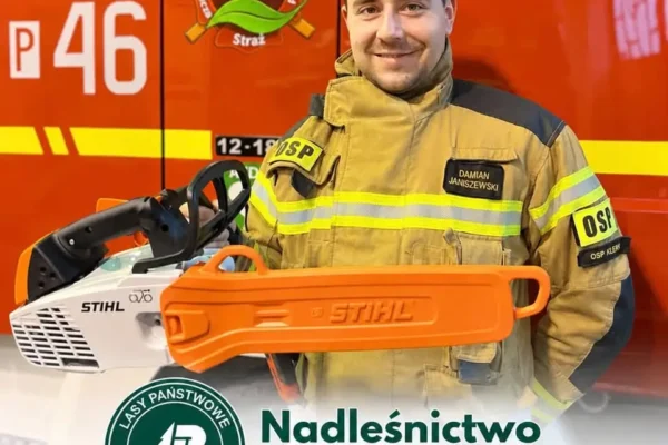 Nowa pilarka STIHL dla OSP Kłęka dzięki wsparciu Nadleśnictwa Jarocin