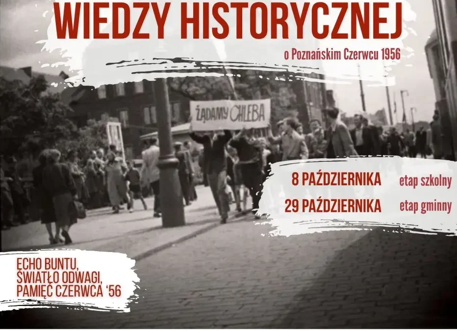 Gminny Konkurs Wiedzy Historycznej o Poznańskim Czerwcu 1956 – zaproszenie dla uczniów