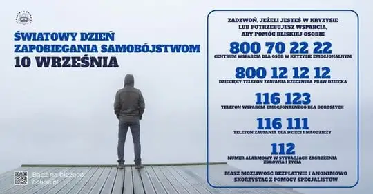 Światowy Dzień Zapobiegania Samobójstwom – Policja Środa Wielkopolska apeluje: jedna rozmowa może uratować życie