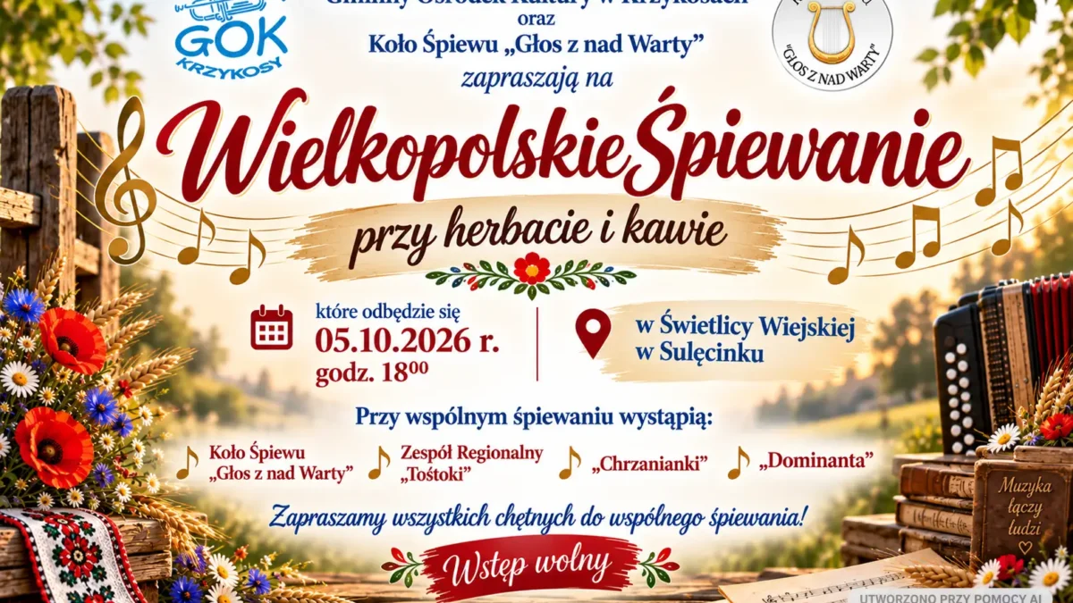 Wielkopolskie Śpiewanie w Sulęcinku – zaproszenie na październikowy koncert