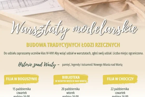 Warsztaty modelarskie łodzi rzecznych dla uczniów w gminie Nowe Miasto nad Wartą