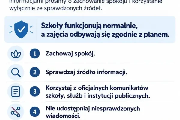 Wielkopolski Kurator Oświaty apeluje o spokój i weryfikowanie informacji o bezpieczeństwie szkół