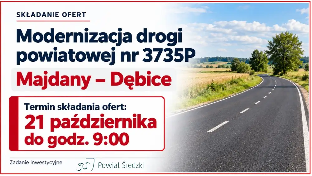 Powiat średzki szuka wykonawcy modernizacji drogi Majdany–Dębice