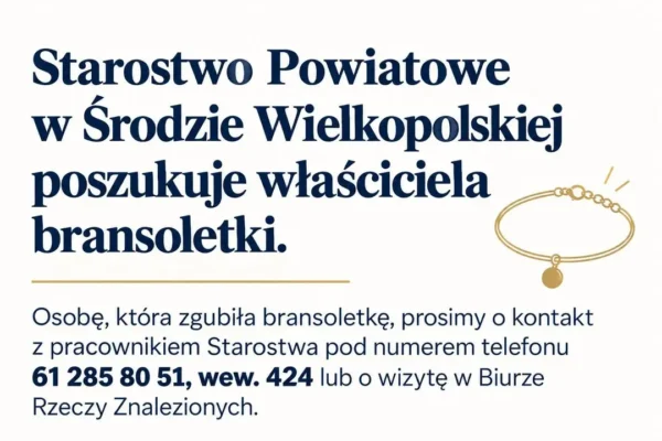 Zgubiona bransoletka czeka na właściciela w Biurze Rzeczy Znalezionych w Środzie Wielkopolskiej