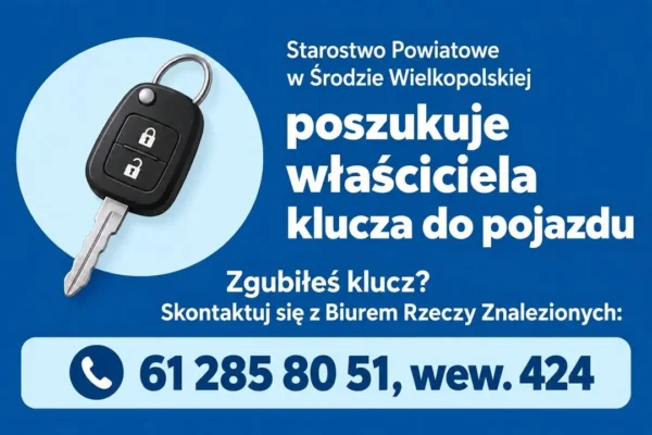 Zgubiony klucz do pojazdu czeka na właściciela w Starostwie Powiatowym w Środzie Wielkopolskiej