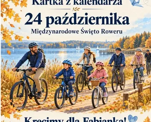Rowerowa akcja charytatywna nad jeziorem w Środzie Wielkopolskiej – każdy kilometr pomaga Fabiankowi