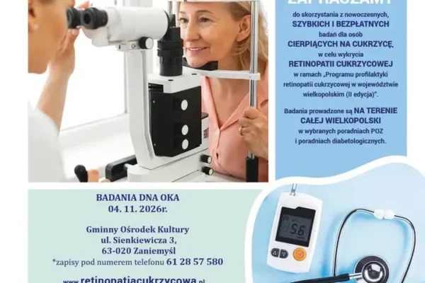 Bezpłatne badania dna oka w Zaniemyślu – zapisy trwają